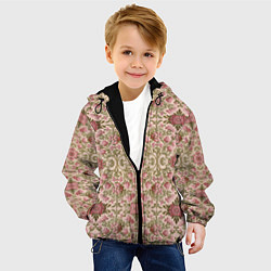 Куртка с капюшоном детская Розовые цветы и вензеля, цвет: 3D-черный — фото 2