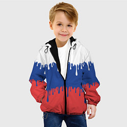 Куртка с капюшоном детская Флаг России - потёки, цвет: 3D-черный — фото 2