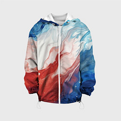 Куртка с капюшоном детская Белый синий красный, цвет: 3D-белый