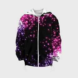 Куртка с капюшоном детская Неоновые звезды - neon, цвет: 3D-белый