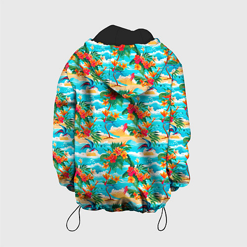 Детская куртка Гавайский стиль море и цветы / 3D-Черный – фото 2