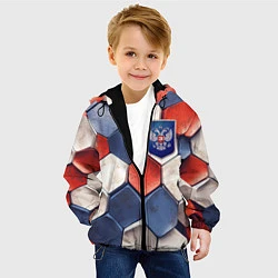 Куртка с капюшоном детская Объемные плиты флаг России, цвет: 3D-черный — фото 2