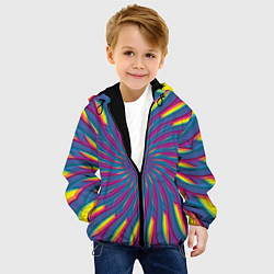 Куртка с капюшоном детская Оптическая иллюзия веер, цвет: 3D-черный — фото 2