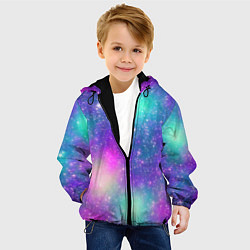 Куртка с капюшоном детская Яркий розово-голубой космос, цвет: 3D-черный — фото 2