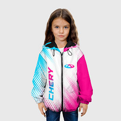 Куртка с капюшоном детская Chery neon gradient style: надпись, символ, цвет: 3D-черный — фото 2