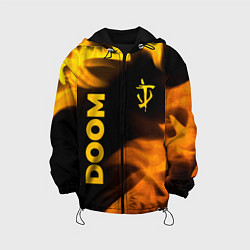 Куртка с капюшоном детская Doom - gold gradient: надпись, символ, цвет: 3D-черный