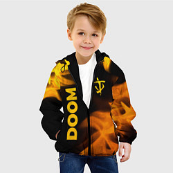 Куртка с капюшоном детская Doom - gold gradient: надпись, символ, цвет: 3D-черный — фото 2