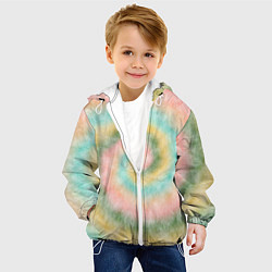 Куртка с капюшоном детская Тай-дай болотный, цвет: 3D-белый — фото 2