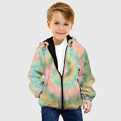 Куртка с капюшоном детская Тай-дай болотный, цвет: 3D-черный — фото 2