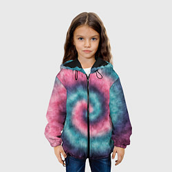 Куртка с капюшоном детская Тай дай космос, цвет: 3D-черный — фото 2