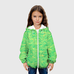 Куртка с капюшоном детская Текстура салатовый горизонтальный, цвет: 3D-белый — фото 2