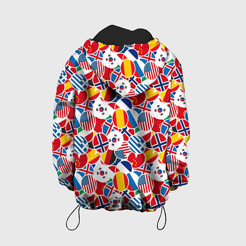 Детская куртка Флаги стран мира / 3D-Черный – фото 2