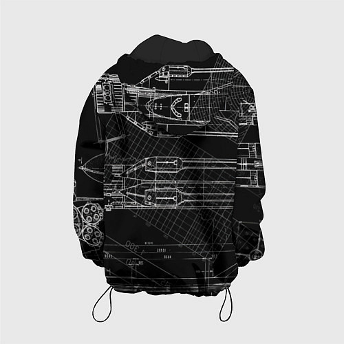 Детская куртка Чертеж ракеты на чёрном фоне / 3D-Черный – фото 2