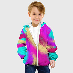Куртка с капюшоном детская Абстрактный неоновый узор, цвет: 3D-белый — фото 2