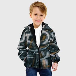 Куртка с капюшоном детская Мазки кисти, цвет: 3D-черный — фото 2