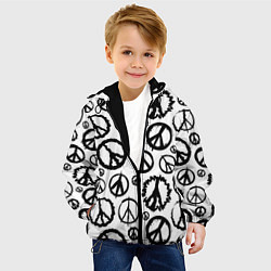 Куртка с капюшоном детская Many peace logo, цвет: 3D-черный — фото 2