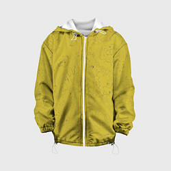 Куртка с капюшоном детская Рябь - зеленовато-желтый и фиолетовый - узор Хуф и, цвет: 3D-белый
