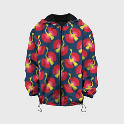 Куртка с капюшоном детская Тропические птицы, цвет: 3D-черный
