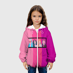 Куртка с капюшоном детская Группа Black pink на фоне оттенков розового, цвет: 3D-белый — фото 2