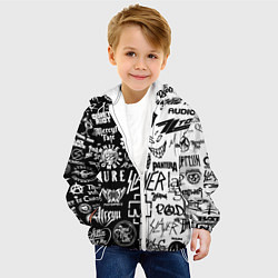 Куртка с капюшоном детская Логотипы лучших рок групп, цвет: 3D-белый — фото 2