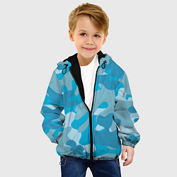 Куртка с капюшоном детская Камуфляж военный синий, цвет: 3D-черный — фото 2