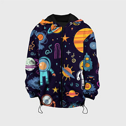 Куртка с капюшоном детская Яркий космический паттерн, цвет: 3D-черный