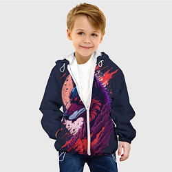 Куртка с капюшоном детская Нейросетевой волк, цвет: 3D-белый — фото 2