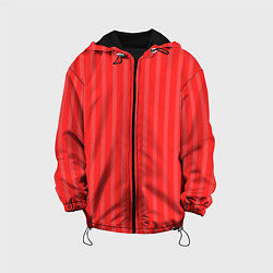 Куртка с капюшоном детская Полосатый красный, цвет: 3D-черный