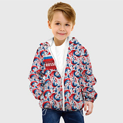 Куртка с капюшоном детская Флаг России и русские узоры, цвет: 3D-белый — фото 2