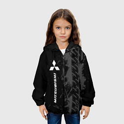 Куртка с капюшоном детская Mitsubishi speed на темном фоне со следами шин: по, цвет: 3D-черный — фото 2