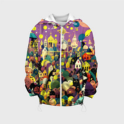 Куртка с капюшоном детская Праздничный город, цвет: 3D-белый