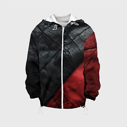 Куртка с капюшоном детская Черно - красная кожа, цвет: 3D-белый