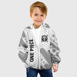 Куртка с капюшоном детская One Piece glitch на светлом фоне: надпись, символ, цвет: 3D-белый — фото 2