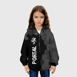 Куртка с капюшоном детская Portal glitch на темном фоне: по-вертикали, цвет: 3D-черный — фото 2