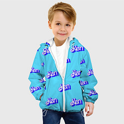 Куртка с капюшоном детская Синий логотип Кен - паттерн, цвет: 3D-белый — фото 2