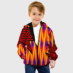 Куртка с капюшоном детская Ассиметричный с многолучевыми звездами, цвет: 3D-черный — фото 2