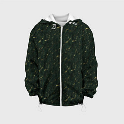 Куртка с капюшоном детская Текстура зелёный мрамор, цвет: 3D-белый