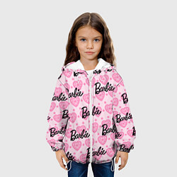 Куртка с капюшоном детская Логотип Барби и розовое кружево, цвет: 3D-белый — фото 2