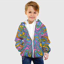 Куртка с капюшоном детская Абстрактный психоделический рисунок, цвет: 3D-белый — фото 2