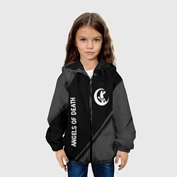 Куртка с капюшоном детская Angels of Death glitch на темном фоне: надпись, си, цвет: 3D-черный — фото 2