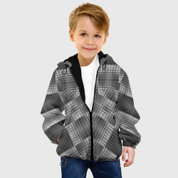 Куртка с капюшоном детская В серых тонах геометрический узор, цвет: 3D-черный — фото 2