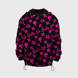 Куртка с капюшоном детская Барби паттерн черно-розовый, цвет: 3D-черный