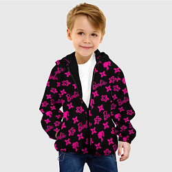Куртка с капюшоном детская Барби паттерн черно-розовый, цвет: 3D-черный — фото 2