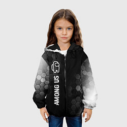 Куртка с капюшоном детская Among Us glitch на темном фоне: по-вертикали, цвет: 3D-черный — фото 2