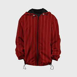 Куртка с капюшоном детская Тёмно-красный полосатый, цвет: 3D-черный