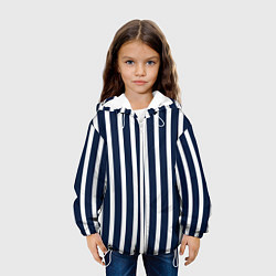 Куртка с капюшоном детская Полосы тёмно-синие морской, цвет: 3D-белый — фото 2