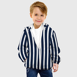 Куртка с капюшоном детская Полосы тёмно-синие морской, цвет: 3D-белый — фото 2