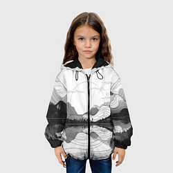 Куртка с капюшоном детская Минималистичный пейзаж чб, цвет: 3D-черный — фото 2