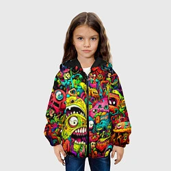 Куртка с капюшоном детская Психоделические монстры, цвет: 3D-черный — фото 2