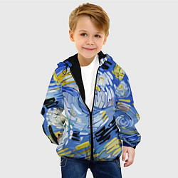 Куртка с капюшоном детская Облака в стиле Ван Гога, цвет: 3D-черный — фото 2